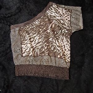 Brown Animal Print Women's Top